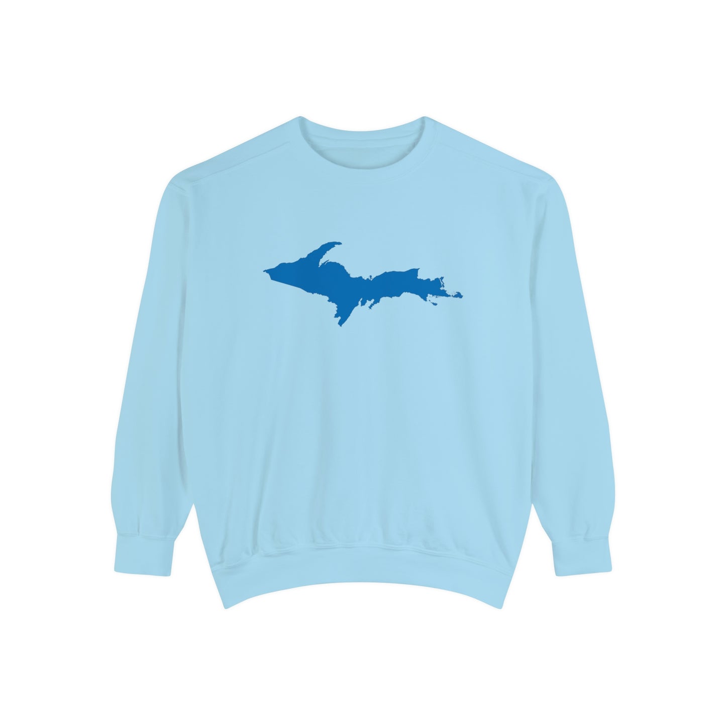 Michigan Upper Peninsula Sweatshirt (w/ Azure UP Outline) | Unisex Garment Dyed