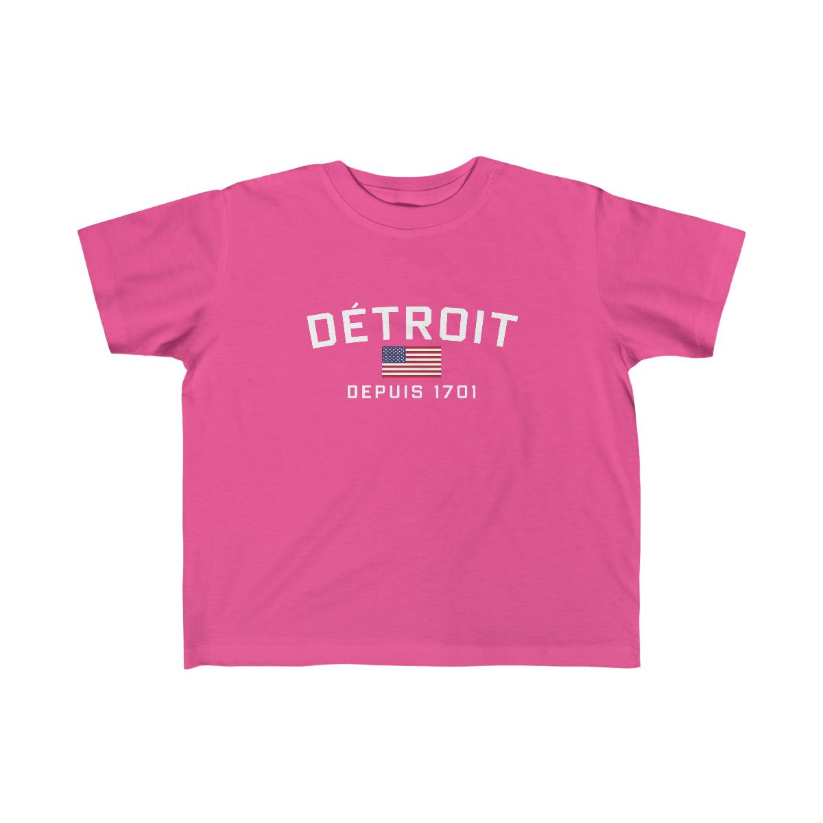 'Détroit Depuis 1701' T-Shirt (w/USA Flag Outline) | Toddler Short Sleeve - Circumspice Michigan