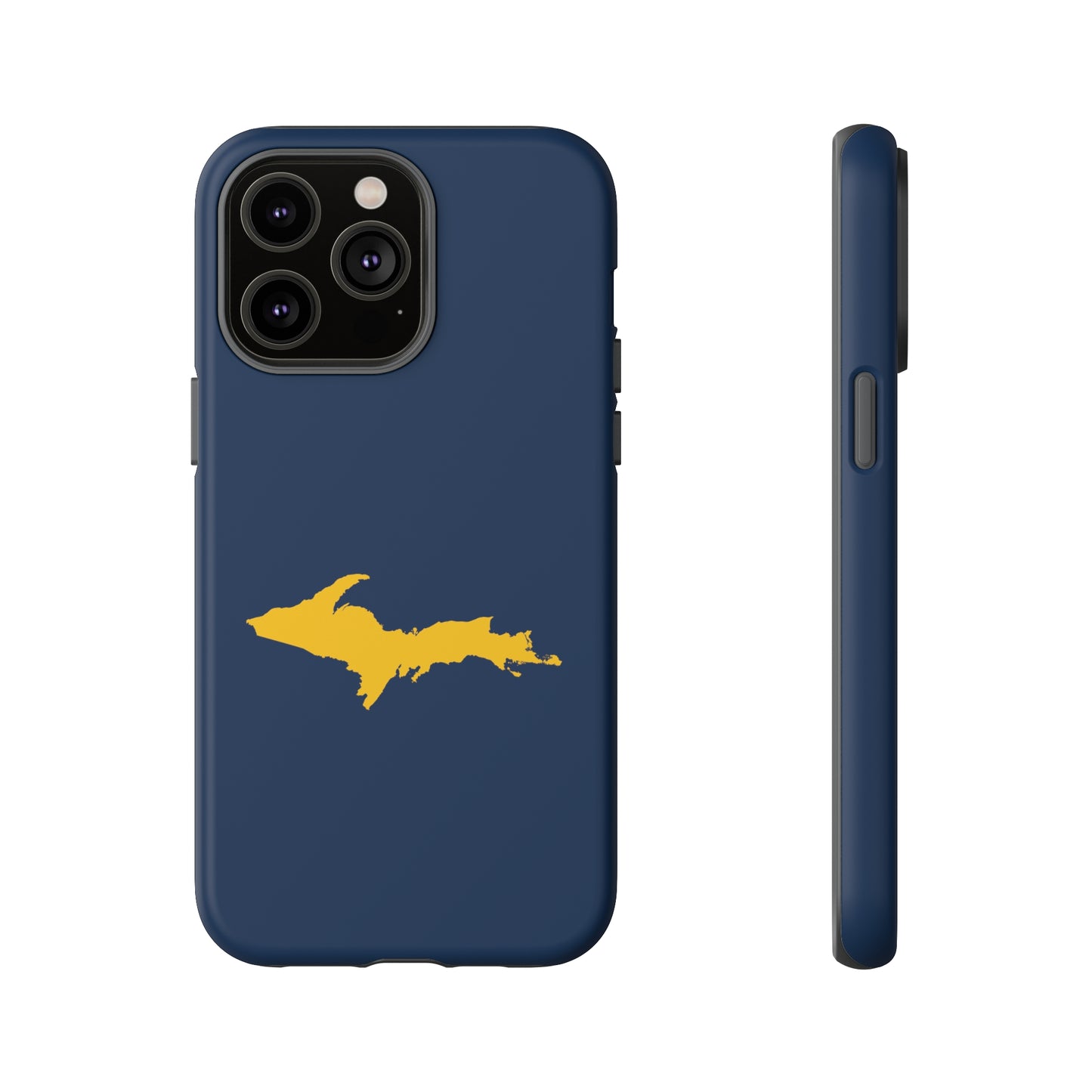 Michigan Upper Peninsula Tough Phone Case (Navy w/ Gold UP Outline) | Apple iPhone