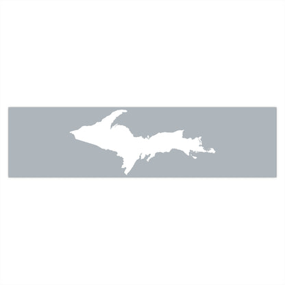 Michigan Upper Peninsula Bumper Sticker (w/ UP Outline) | Silver Background