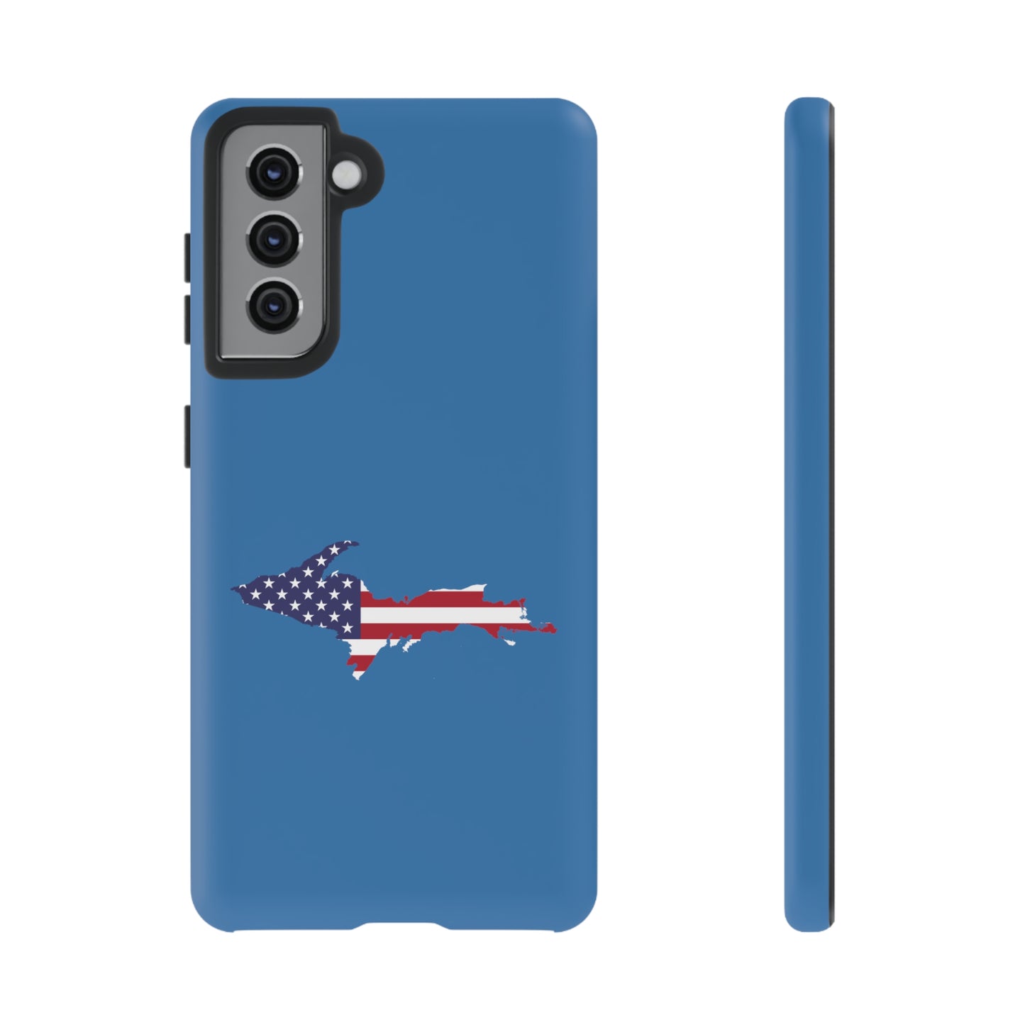 Michigan Upper Peninsula Tough Phone Case (Lake Superior Blue w/ UP USA Flag Outline) | Samsung & Pixel Android