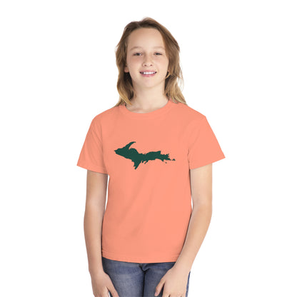 Michigan Upper Peninsula T-Shirt (w/ Green UP Outline) | Youth Garment-Dyed