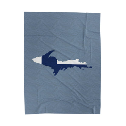 Michigan Upper Peninsula Plush Blanket (w/ UP Finland Flag Outline) | B-24 Liberator Grey