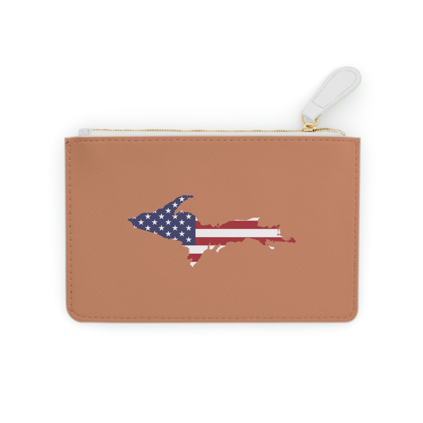 Michigan Upper Peninsula Mini Clutch Bag (Copper Color w/ UP USA Flag Outline)