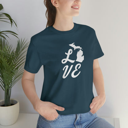 Michigan 'Love' T-Shirt (Retro Script Font) | Unisex Standard Fit