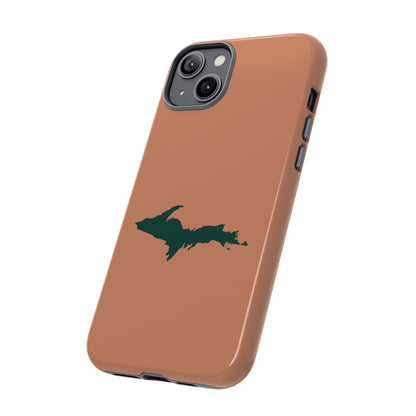 Michigan Upper Peninsula Tough Phone Case (Copper Color w/ Green UP Outline) | Apple iPhone