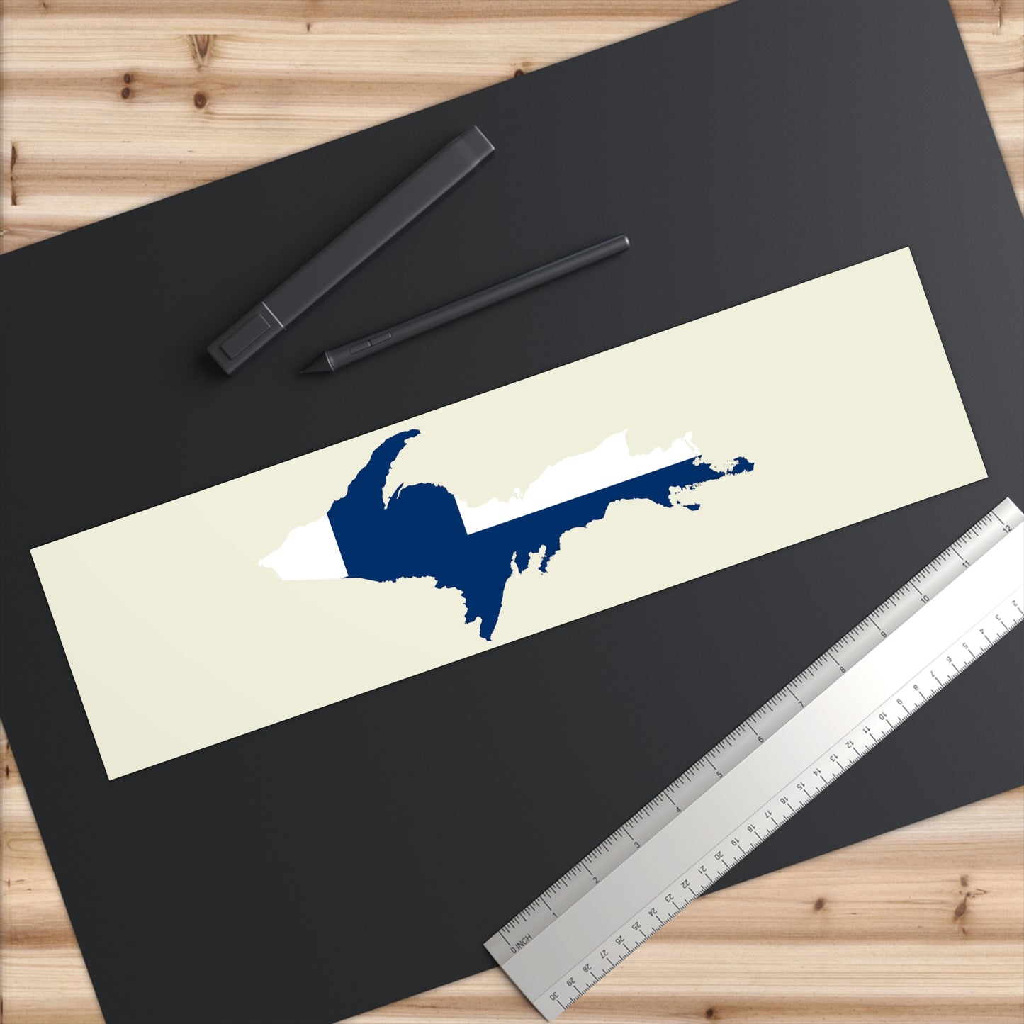 Michigan Upper Peninsula Bumper Stickers (w/ UP Finland Flag Outline) | Ivory Color Background