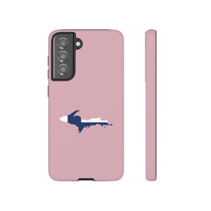 Michigan Upper Peninsula Tough Phone Case (Pink w/ UP Finland Flag Outline) | Samsung & Pixel Android