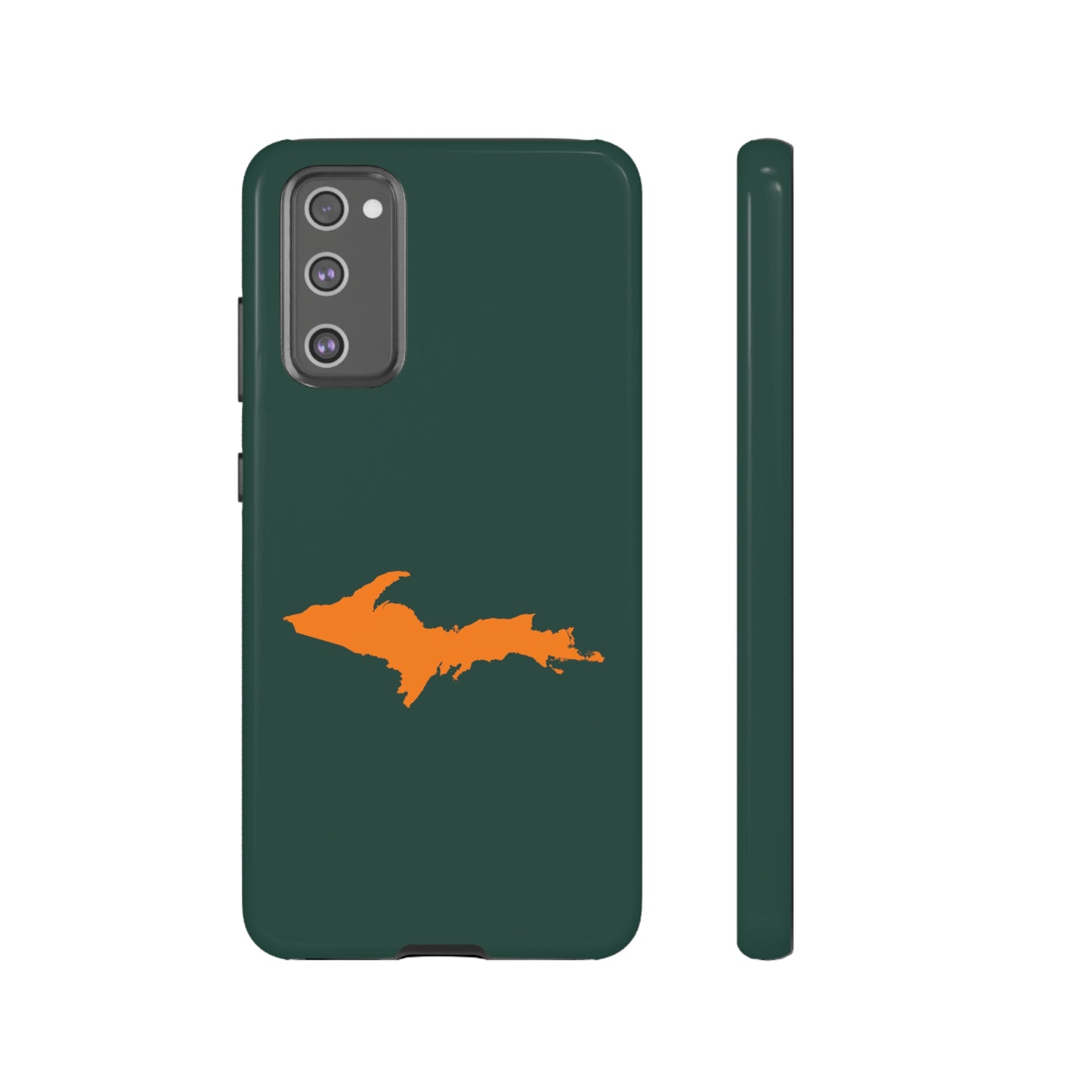 Michigan Upper Peninsula Tough Phone Case (Green w/ Orange UP Outline) | Samsung & Pixel Android