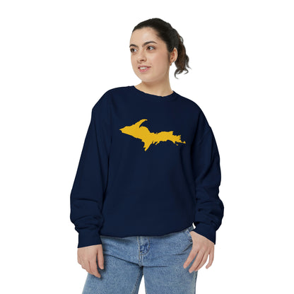 Michigan Upper Peninsula Sweatshirt (w/ Gold UP Outline) | Unisex Garment Dyed