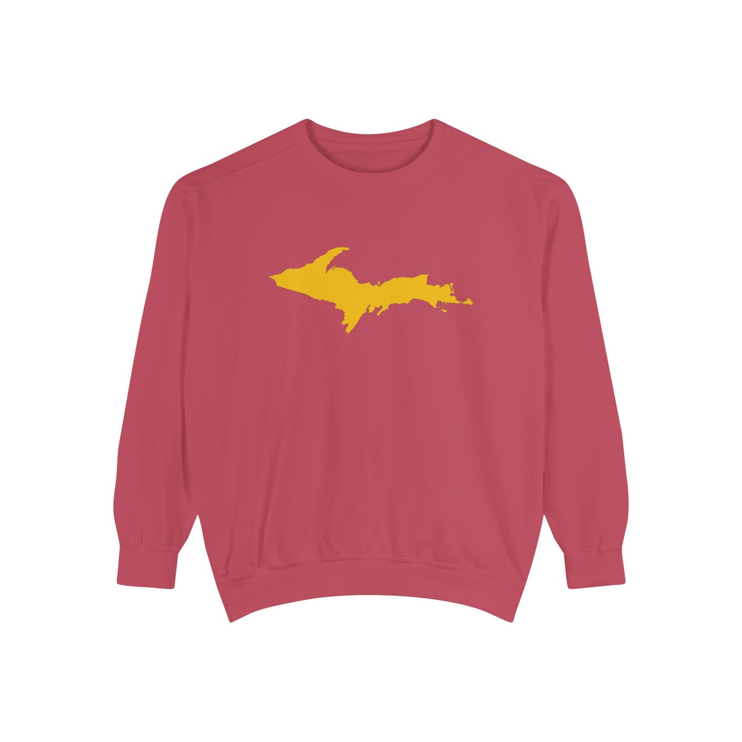 Michigan Upper Peninsula Sweatshirt (w/ Gold UP Outline) | Unisex Garment Dyed