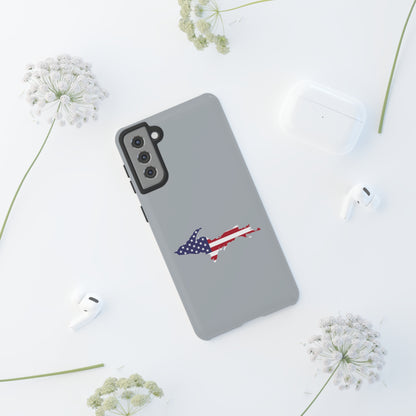 Michigan Upper Peninsula Tough Phone Case (Silver w/ UP USA Flag Outline) | Samsung & Pixel Android