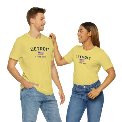 'Détroit États Unis' T-Shirt (w/USA Flag Outline) | Unisex Standard Fit