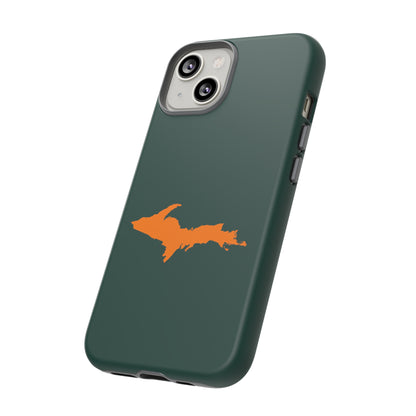 Michigan Upper Peninsula Tough Phone Case (Green w/ Orange UP Outline) | Apple iPhone