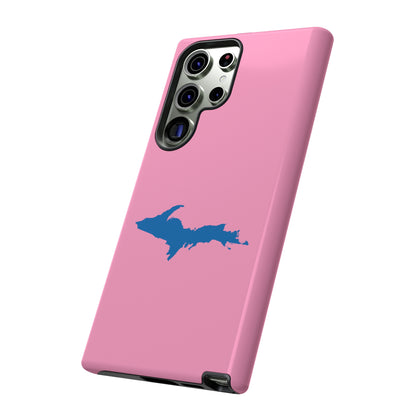 Michigan Upper Peninsula Tough Phone Case ('67 Caddie Pink w/ Azure UP Outline) | Samsung & Pixel Android