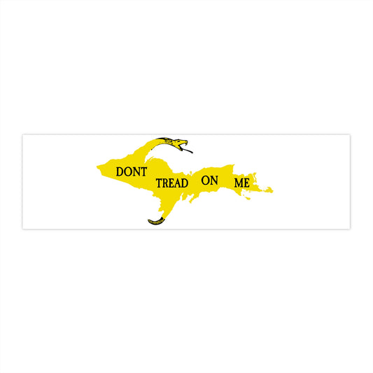 Michigan Upper Peninsula 'Don't Tread On Me' Bumper Stickers (w/ UP Gadsen Flag Outline) | White Background