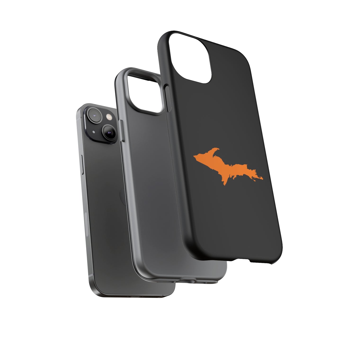 Michigan Upper Peninsula Tough Phone Case (Black w/ Orange UP Outline) | Apple iPhone