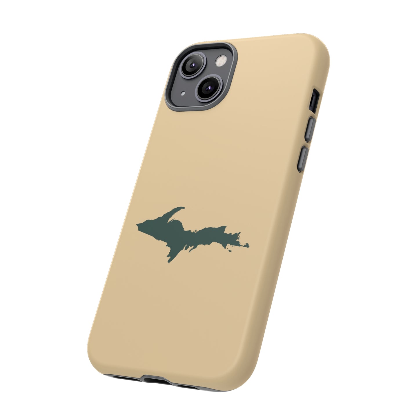 Michigan Upper Peninsula Tough Phone Case (Maple Color w/ Green UP Outline) | Apple iPhone