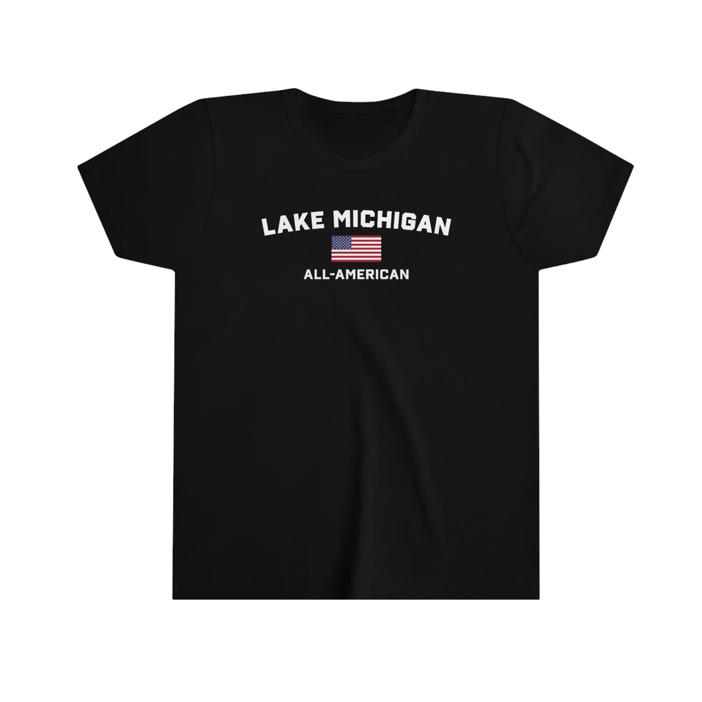 'Lake Michigan All-American' T-Shirt (w/USA Flag Outline) | Youth Short Sleeve