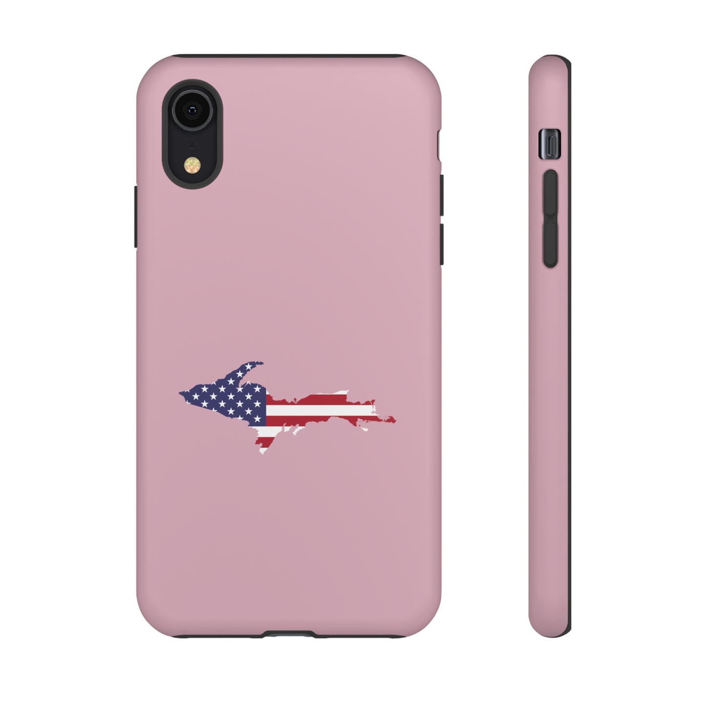 Michigan Upper Peninsula Tough Phone Case (Pink w/ UP USA Flag Outline) | Apple iPhone