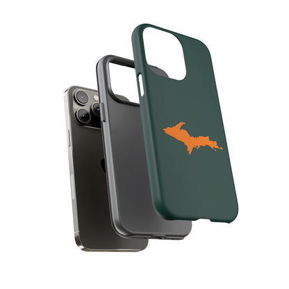 Michigan Upper Peninsula Tough Phone Case (Green w/ Orange UP Outline) | Apple iPhone