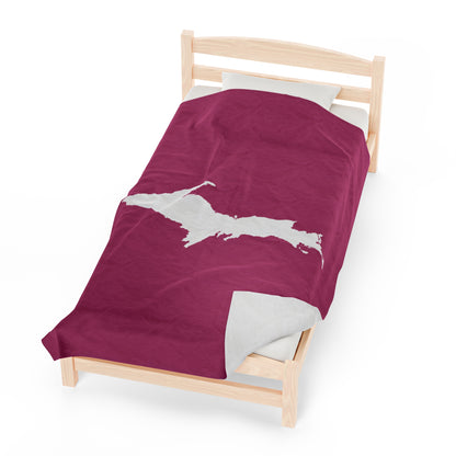 Michigan Upper Peninsula Plush Blanket (w/ UP Outline) | Apple Blossom Pink