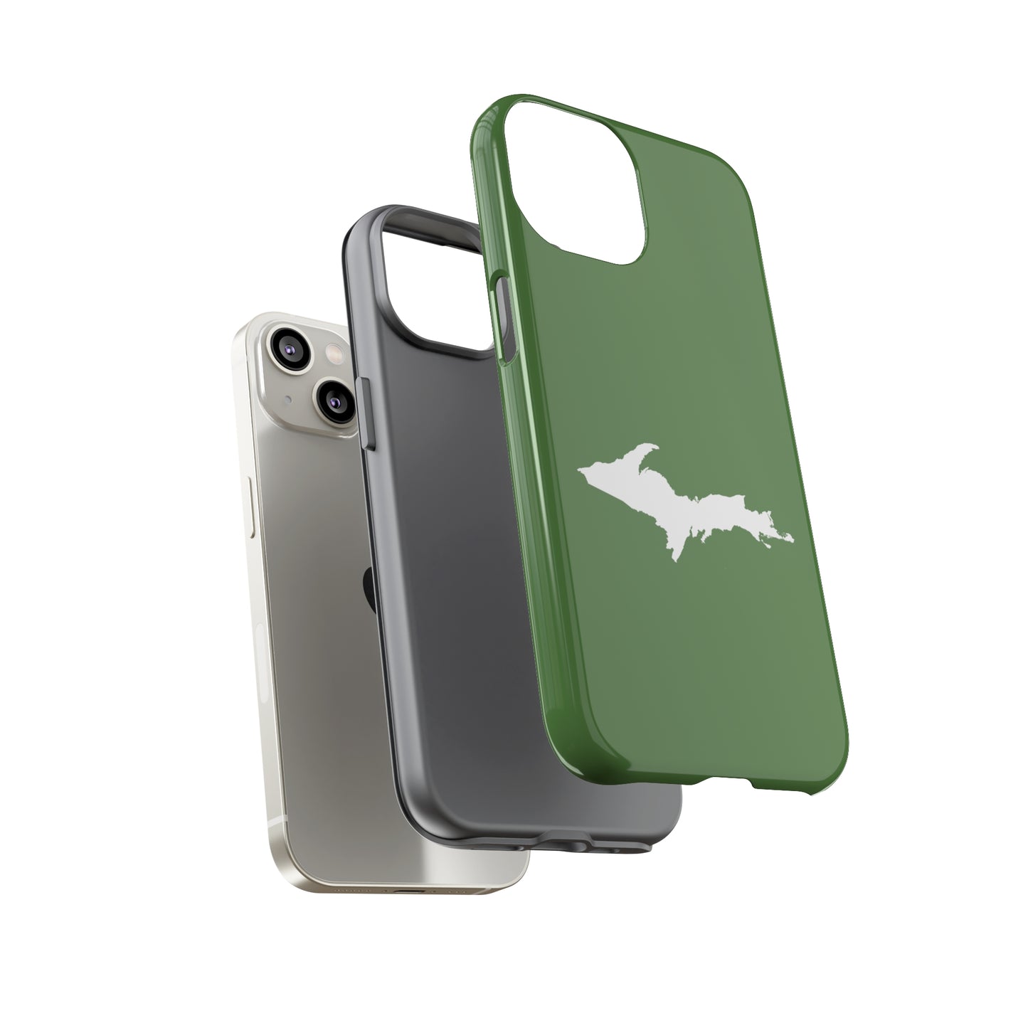 Michigan Upper Peninsula Tough Phone Case (Pine Green w/ UP Outline) | Apple iPhone