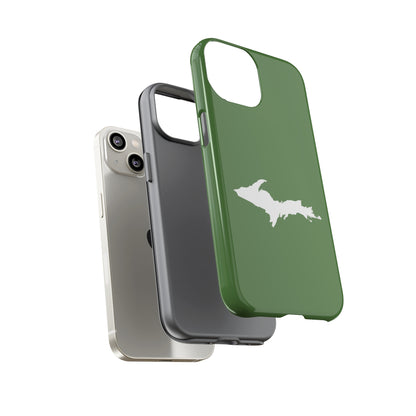 Michigan Upper Peninsula Tough Phone Case (Pine Green w/ UP Outline) | Apple iPhone