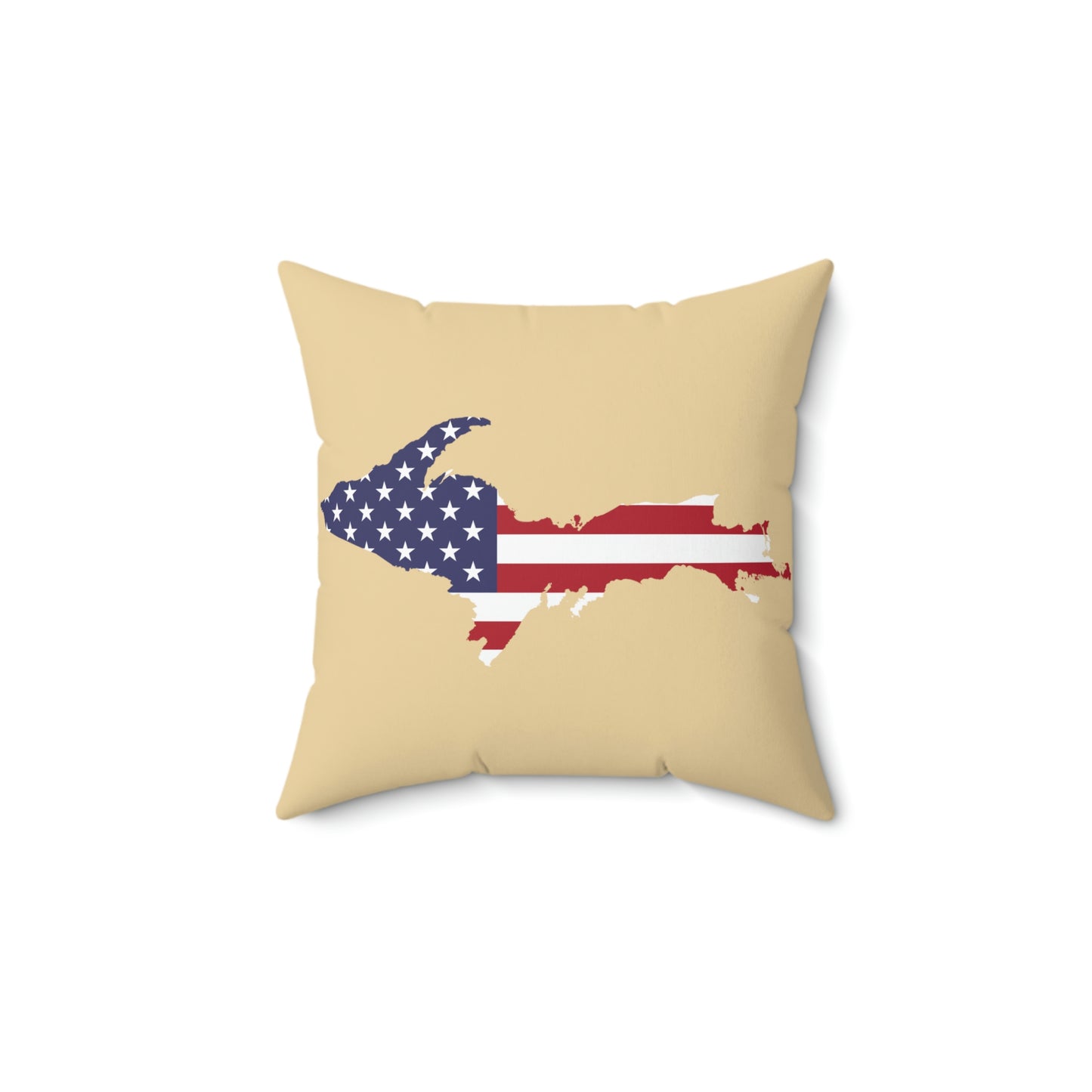 Michigan Upper Peninsula Accent Pillow (w/ UP USA Flag Outline) | Maple Color
