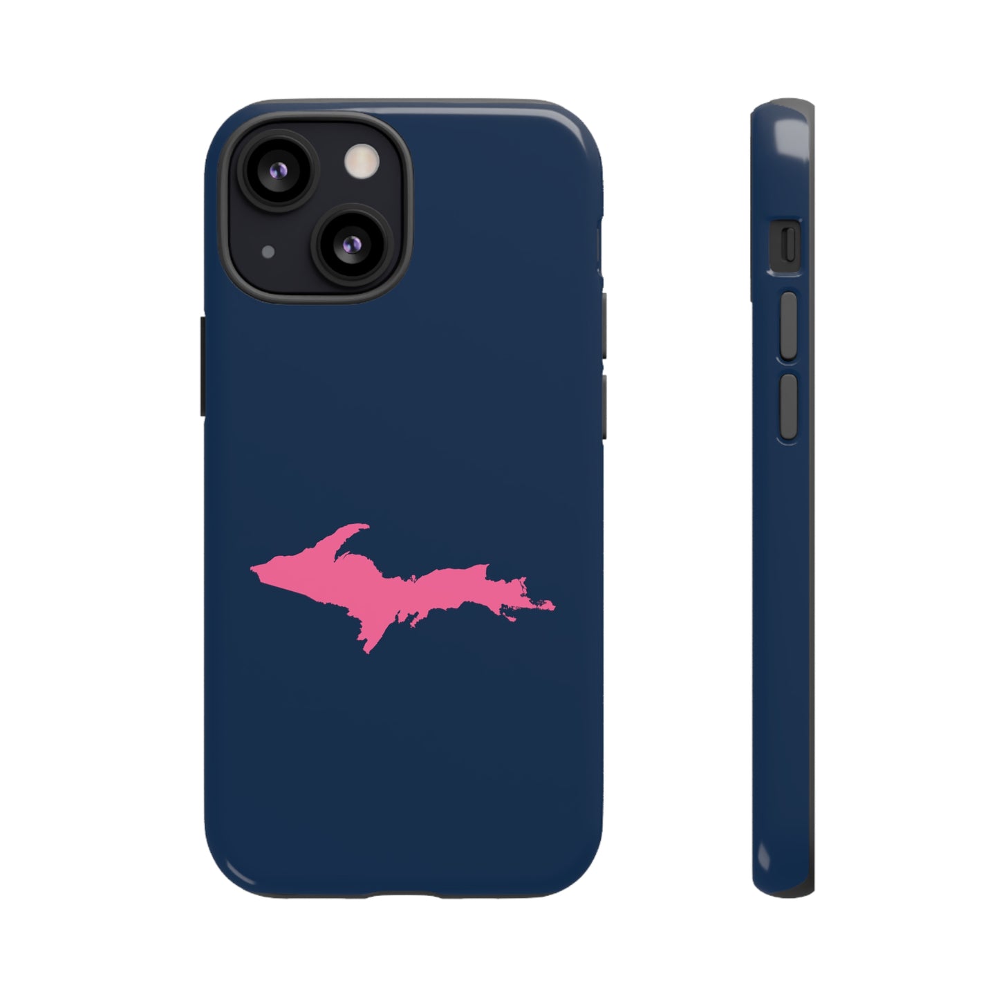 Michigan Upper Peninsula Tough Phone Case (Navy w/ Pink UP Outline) | Apple iPhone