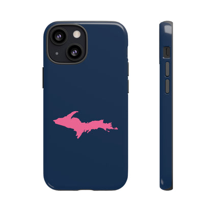 Michigan Upper Peninsula Tough Phone Case (Navy w/ Pink UP Outline) | Apple iPhone