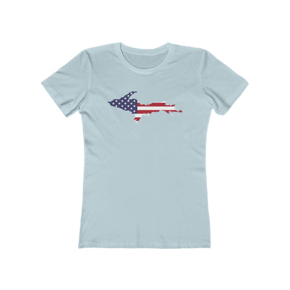 Michigan Upper Peninsula T-Shirt (w/UP MI USA Flag Outline) | Women's Boyfriend Cut