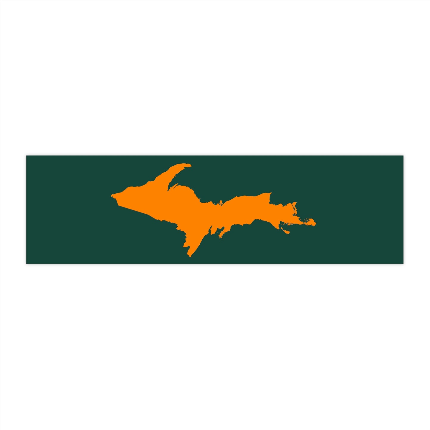 Michigan Upper Peninsula Bumper Sticker (w/ Orange UP Outline) | Green Background