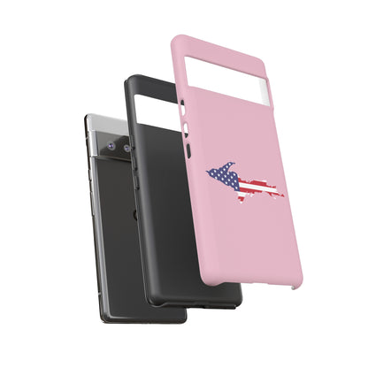 Michigan Upper Peninsula Tough Phone Case (Pink w/ UP USA Flag Outline) | Samsung & Pixel Android