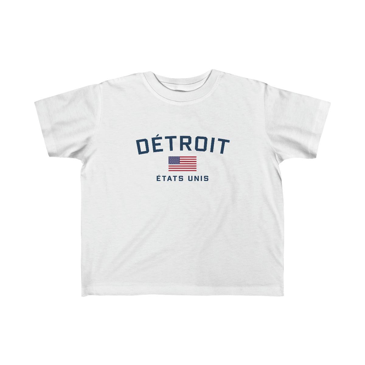 'Détroit États Unis' T-Shirt (w/USA Flag Outline) | Toddler Short Sleeve - Circumspice Michigan