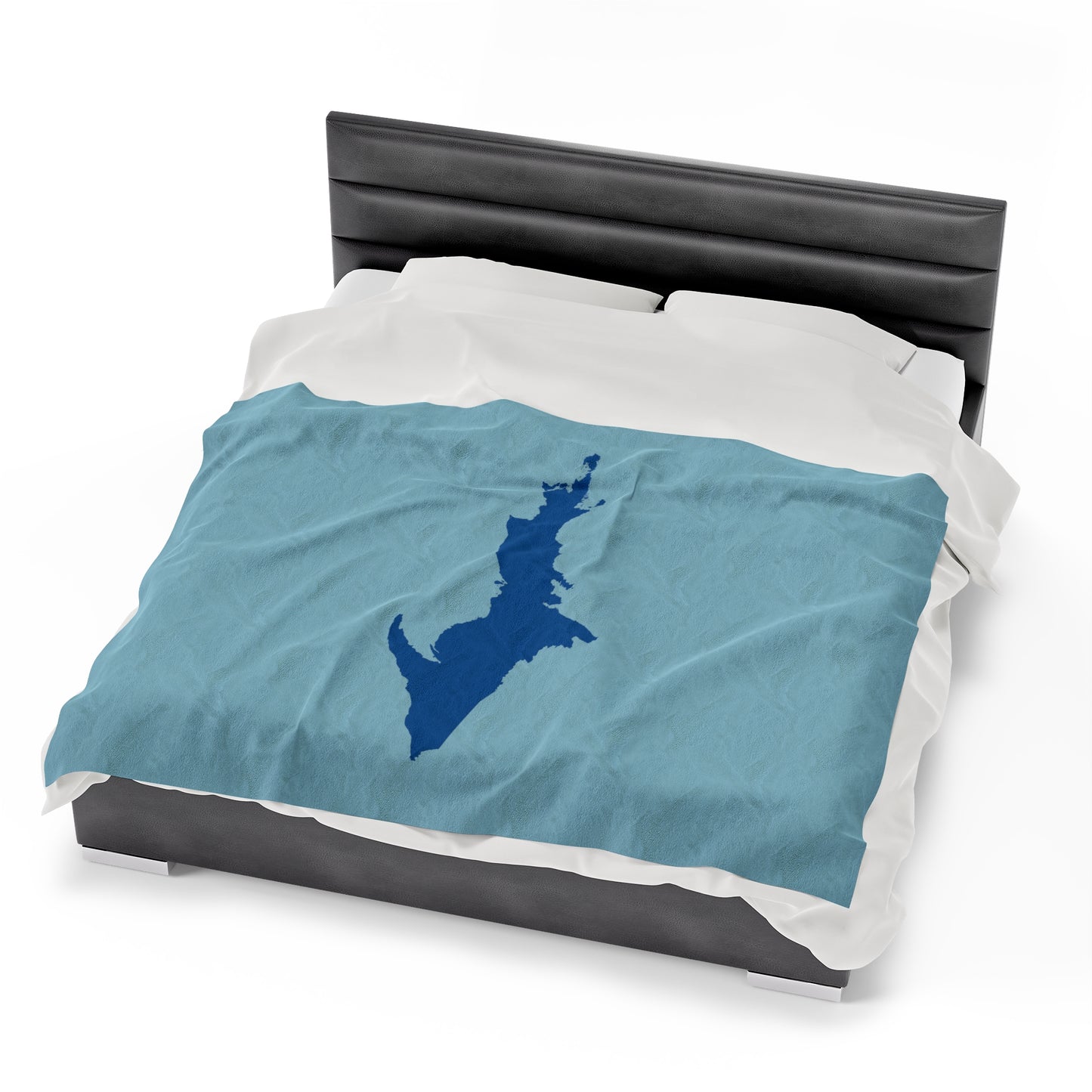 Michigan Upper Peninsula Plush Blanket (w/ Azure UP Outline) | '58 Caddie Blue