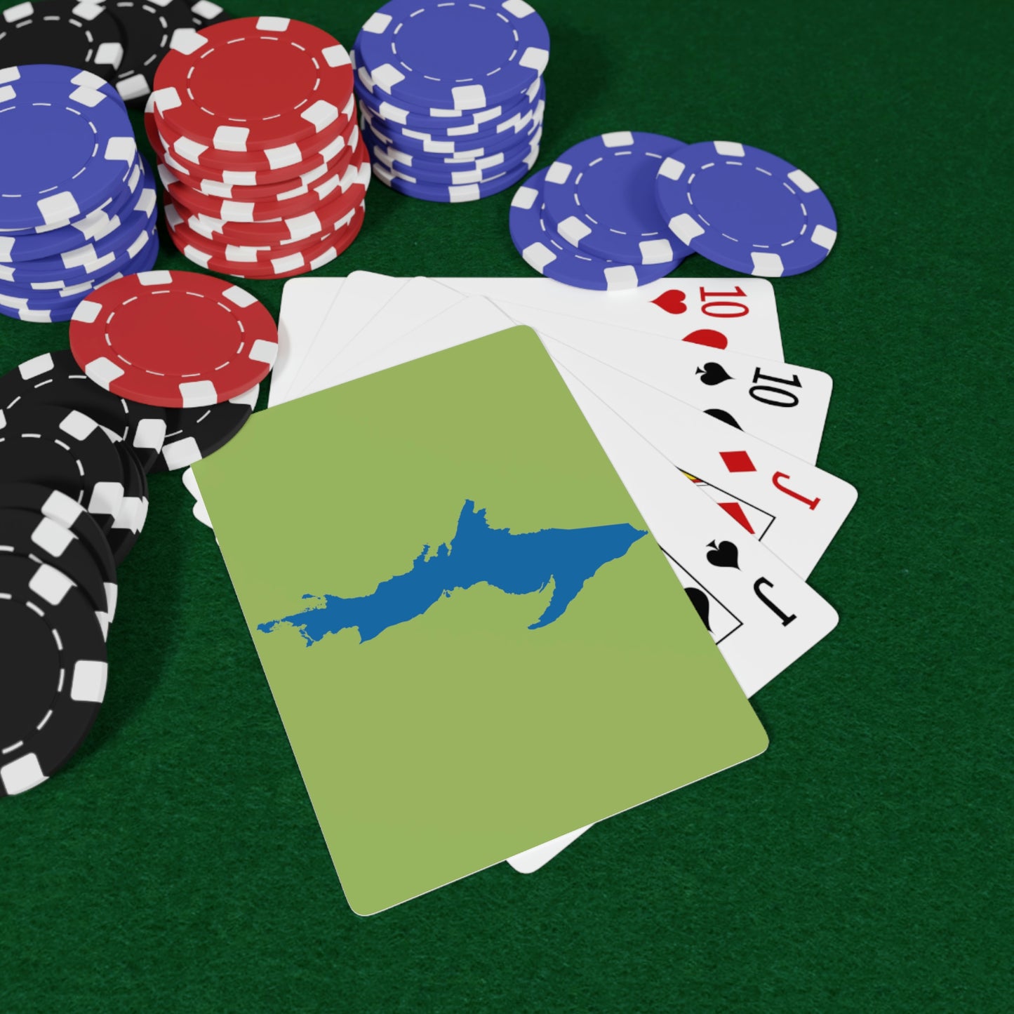 Michigan Upper Peninsula Poker Cards (Gooseberry Green w/ Azure UP Outline)