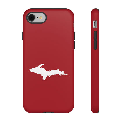 Michigan Upper Peninsula Tough Phone Case (Thimbleberry Red w/ UP Outline) | Apple iPhone