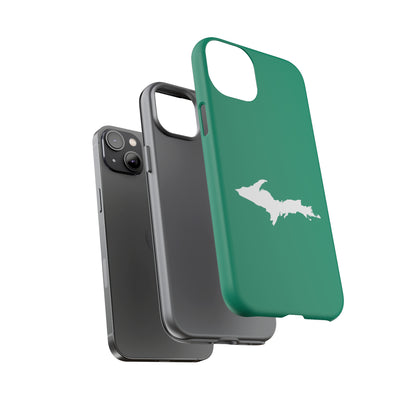 Michigan Upper Peninsula Tough Phone Case (Emerald Green w/ UP Outline) | Apple iPhone