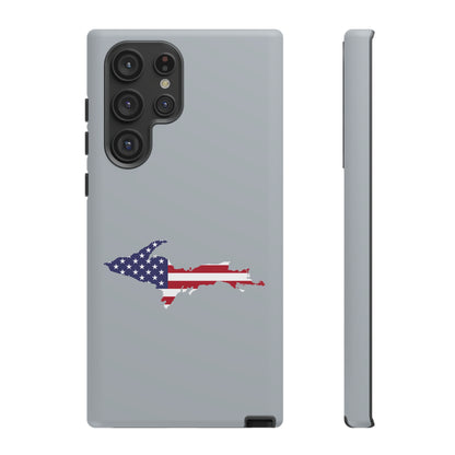 Michigan Upper Peninsula Tough Phone Case (Silver w/ UP USA Flag Outline) | Samsung & Pixel Android