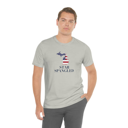 Michigan 'Star Spangled' T-Shirt (w/ MI USA Flag Outline) | Unisex Standard Fit