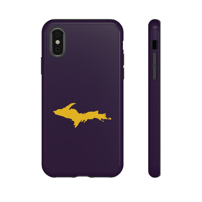 Michigan Upper Peninsula Tough Phone Case (Blackcurrant w/ Gold UP Outline) | Apple iPhone