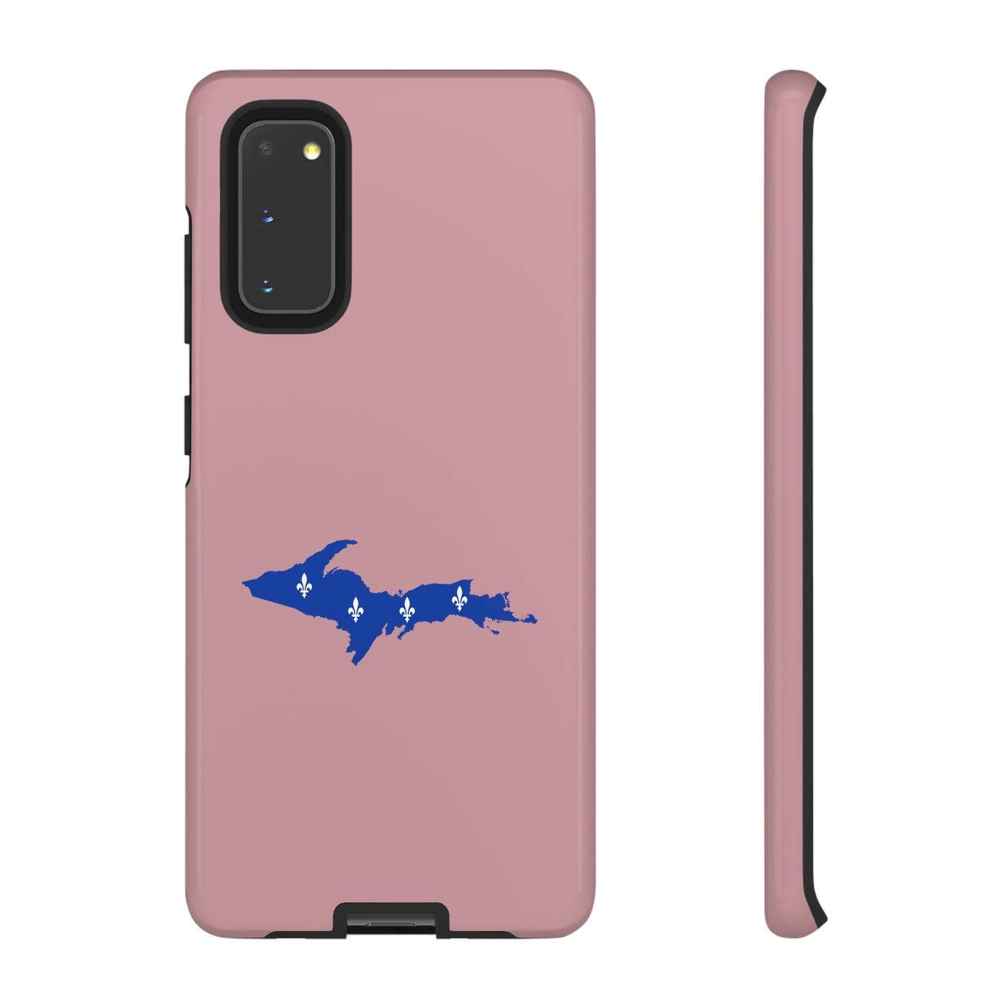 Michigan Upper Peninsula Tough Phone Case (Cherry Blossom Pink w/ UP Quebec Flag Outline) | Samsung & Pixel Android