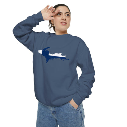 Michigan Upper Peninsula Sweatshirt (w/ UP Finland Flag Outline) | Unisex Garment Dyed