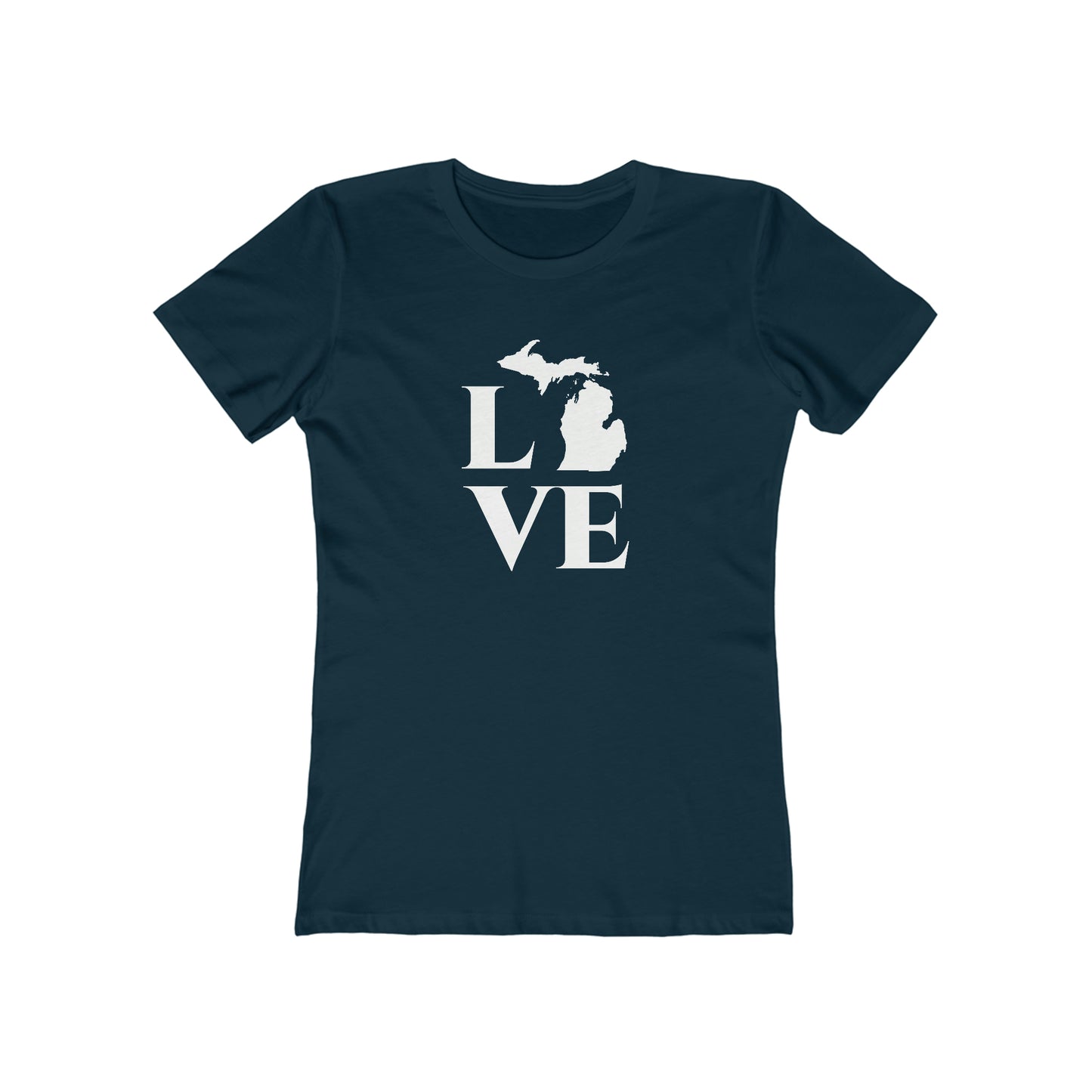 Michigan 'Love' T-Shirt (Roman Serif Font) | Women's Boyfriend Cut