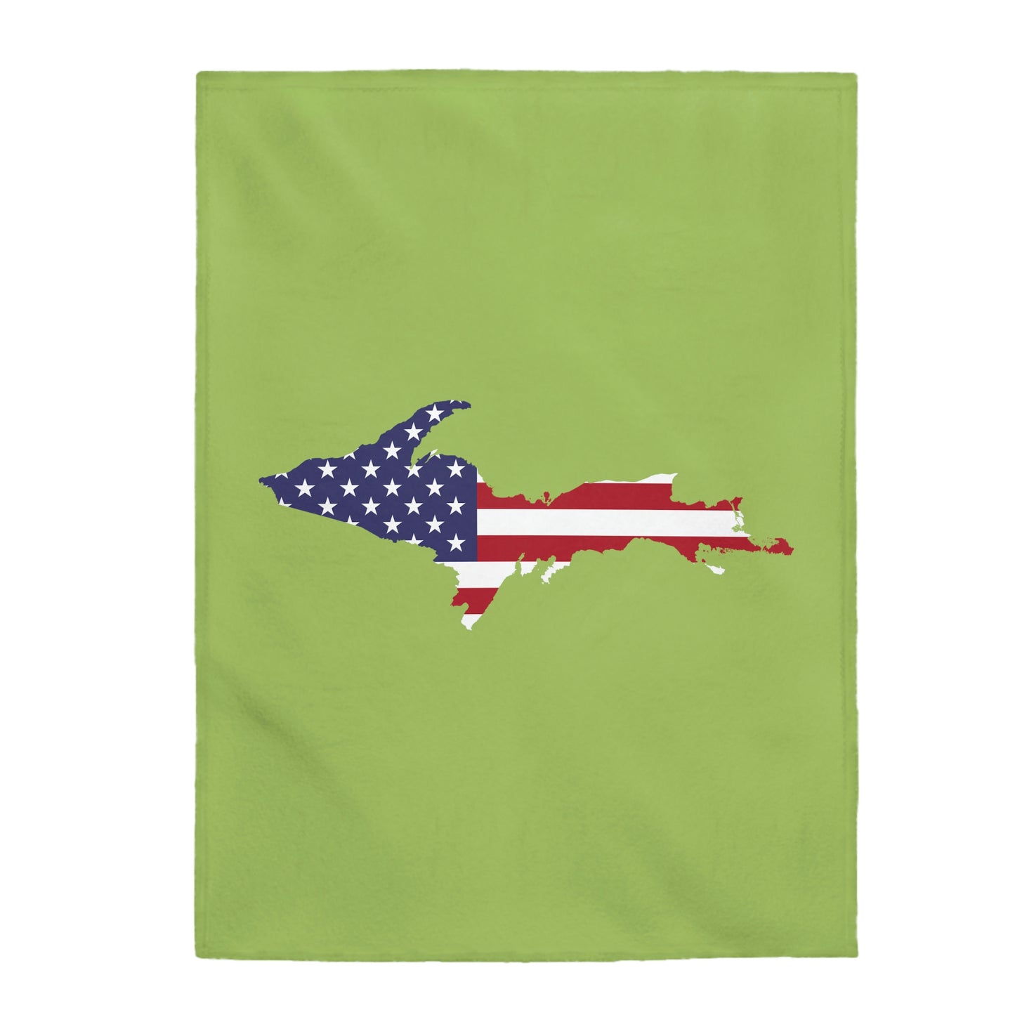 Michigan Upper Peninsula Plush Blanket (w/ UP USA Flag Outline) | Gooseberry Green