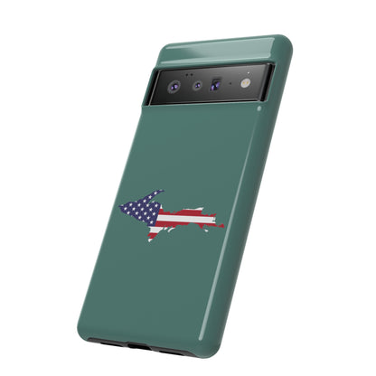 Michigan Upper Peninsula Tough Phone Case (Copper Green w/ UP USA Flag Outline) | Samsung & Pixel Android