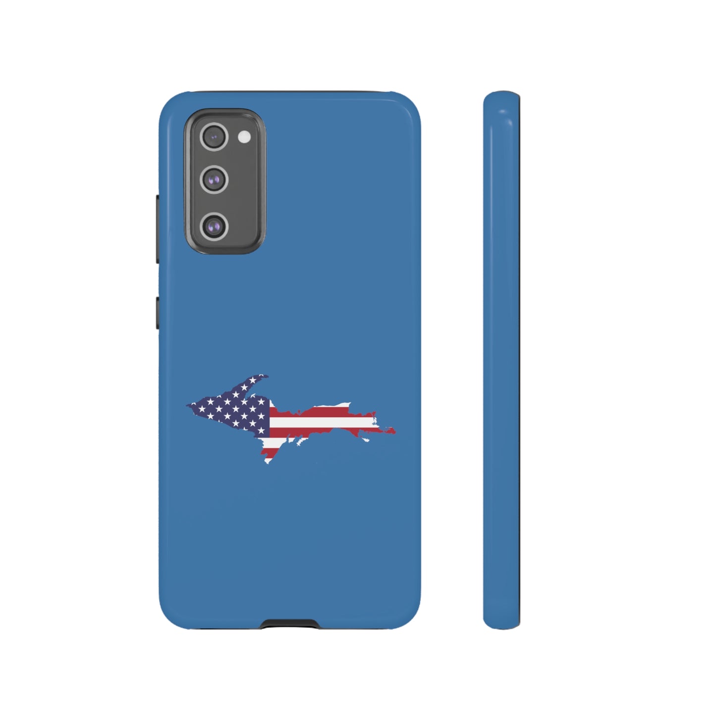 Michigan Upper Peninsula Tough Phone Case (Lake Superior Blue w/ UP USA Flag Outline) | Samsung & Pixel Android