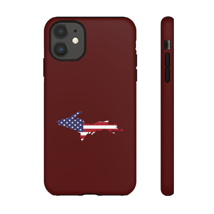 Michigan Upper Peninsula Tough Phone Case (Cherrywood Color w/ UP USA Outline) | Apple iPhone