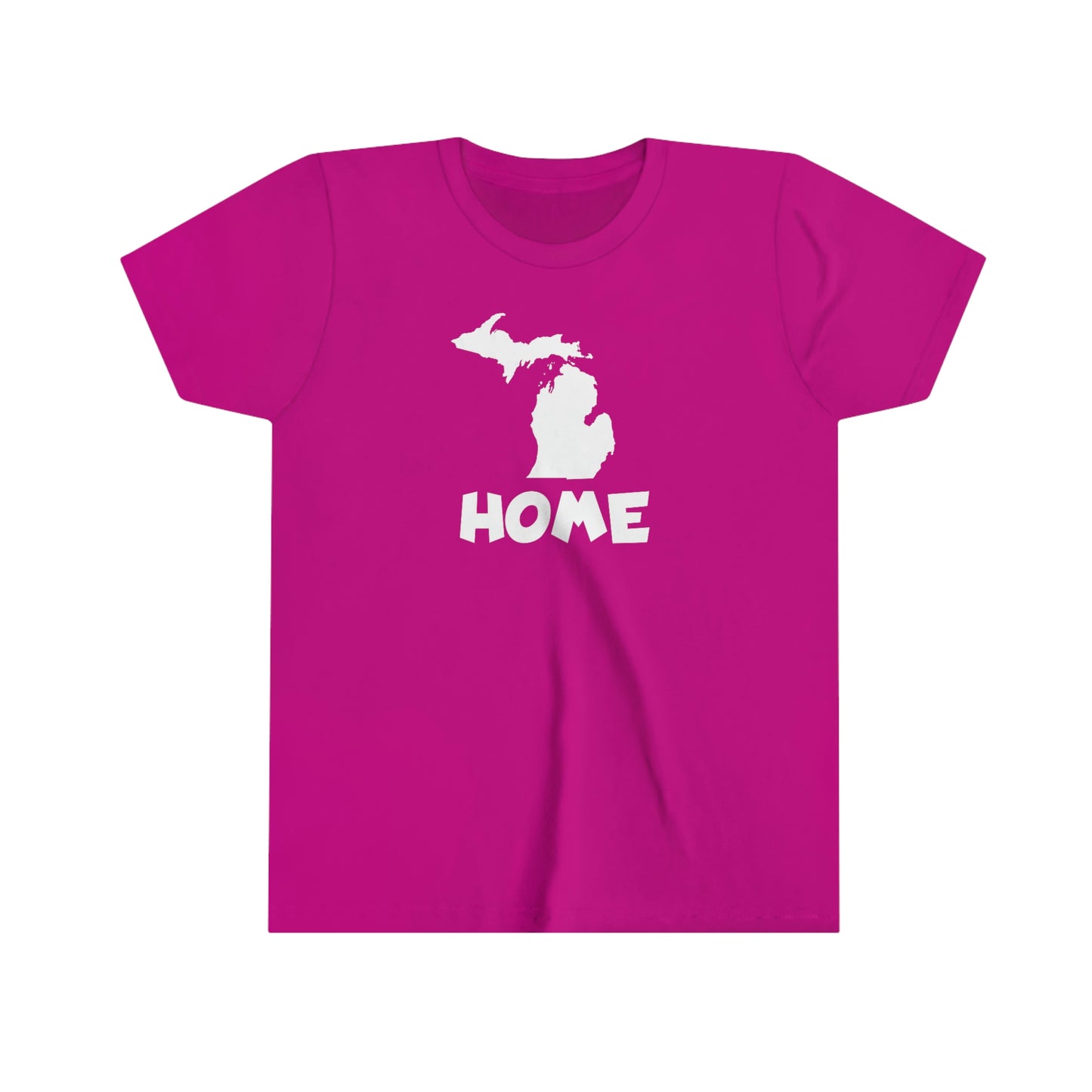 Michigan 'Home' T-Shirt (Whimsical Sans Font) | Youth Short Sleeve